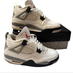 Air Jordan 4 Retro OG 2025 GS White Cement SHOES Sz 6.5 Y with Box SNEAKERS